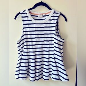 Anthropologie Postcard label size M blue & white striped tank